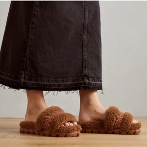 UGG Women's Cozetta Braid Slip On Cozy Slippers Slide Sandals in Hardwood 9 US